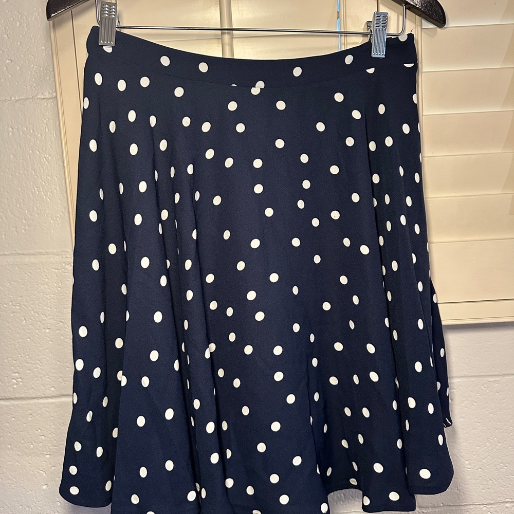 Pixley Blue and White Skater Skirt Knee-Length Casual
